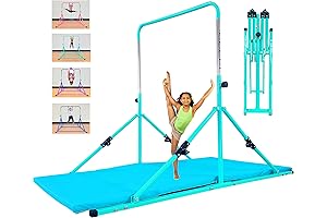 Upgrade Foldable Gymnastics Bar with Mat - Gymnastics Training Equipment for Kids