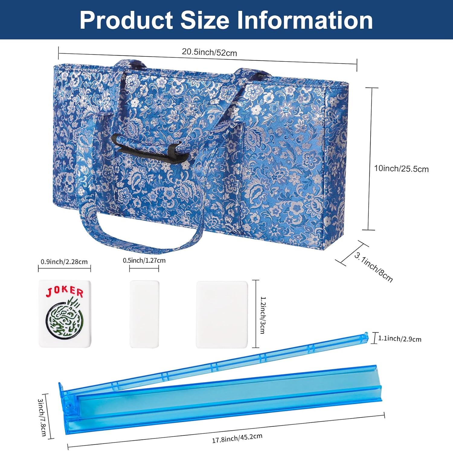 TIASUSAN American Mahjong Game Set, 166 White Tiles, Dark Blue Bag with Entire Accessories, 4 All-in-One Rack/Pushers, Mahjong Tiles Set