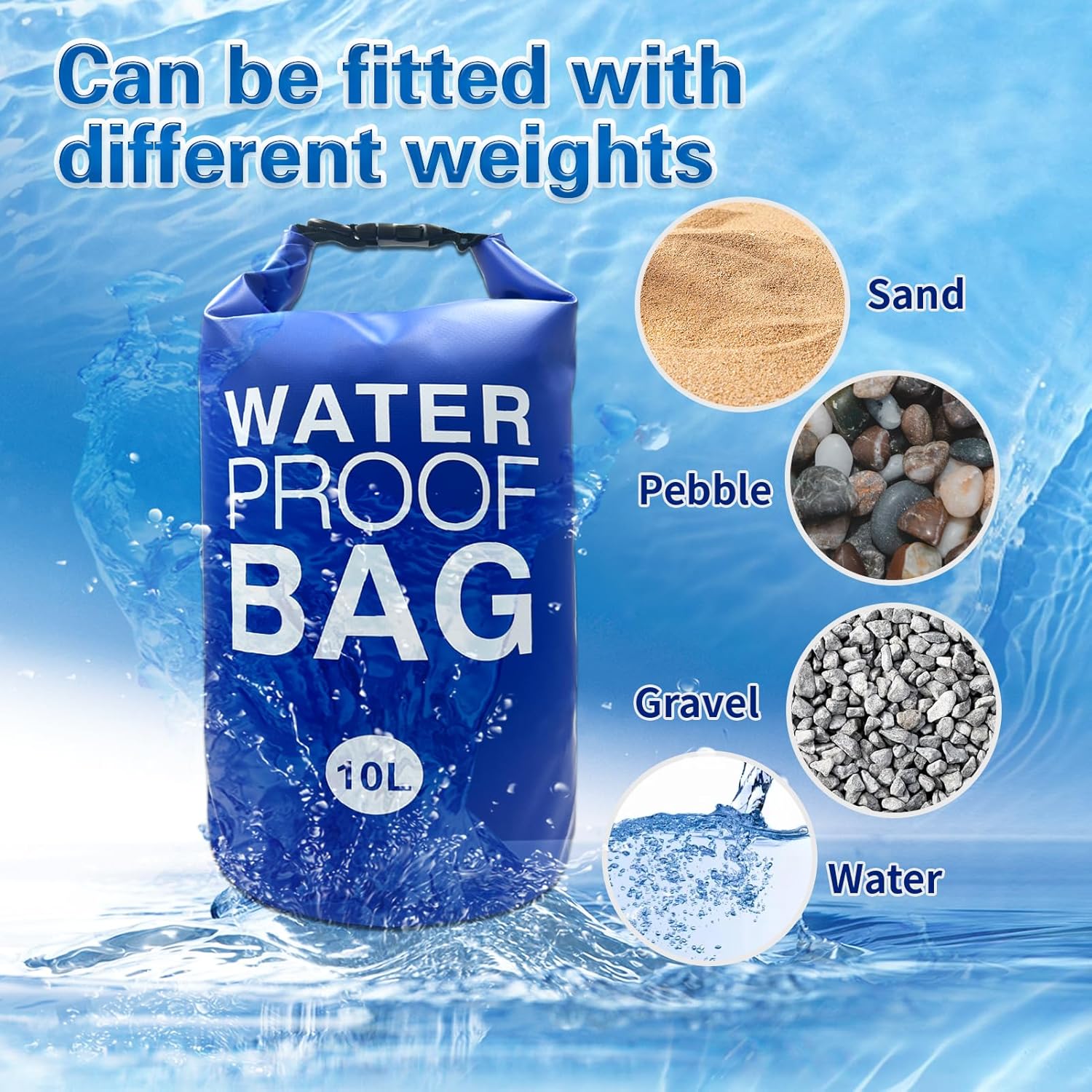 4 Packs Universal Pool Step Weights 500D PVC 10L Waterproof Bags for Swimming Pool Ladder Weights Above Ground Pools Sand Bags Pool Stair Weights for Pool Steps, Easy&Quick Fill Sand, Blue - Image 4