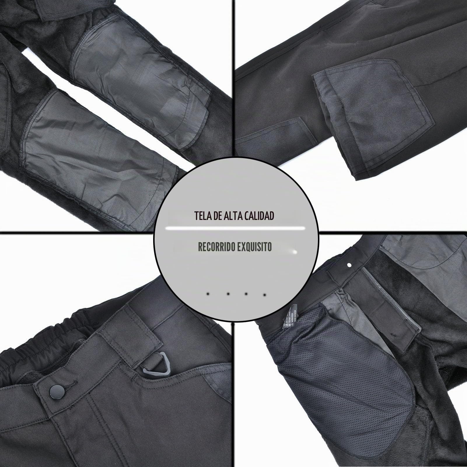 Pantalones Motocicleta Hombres, Invierno Motocicleta Anti-caída Protección Kevlar Thicken Fleece Jeans A Prueba Viento A Prueba Agua con 4 Actualización Armadura Extraíble