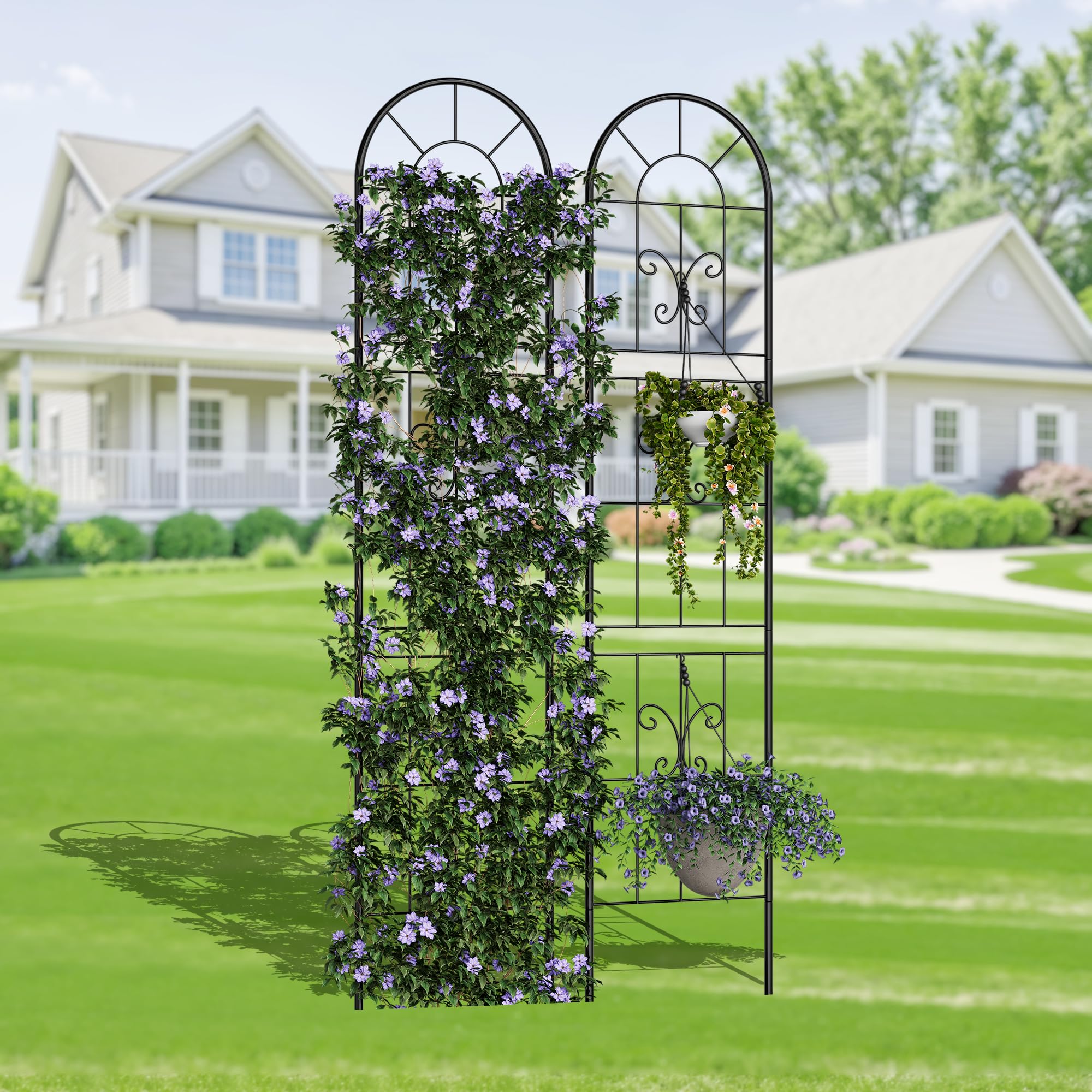 2er-Pack Metall-Rankgitter 140x30 cm, Rosenrankgitter Aus Beschichtetem Metall, Gartenstützrahmen Für Kletterpflanzen, Rosen, Clematis Und Blumen