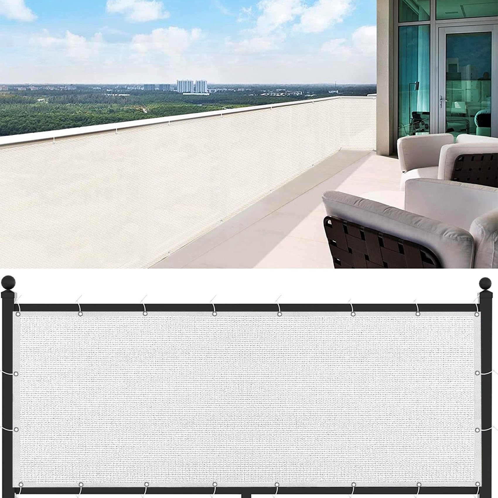 Clôture d'ombrage en tissu HDPE blanc 90x600 pour brise-vue de patio et terrasse