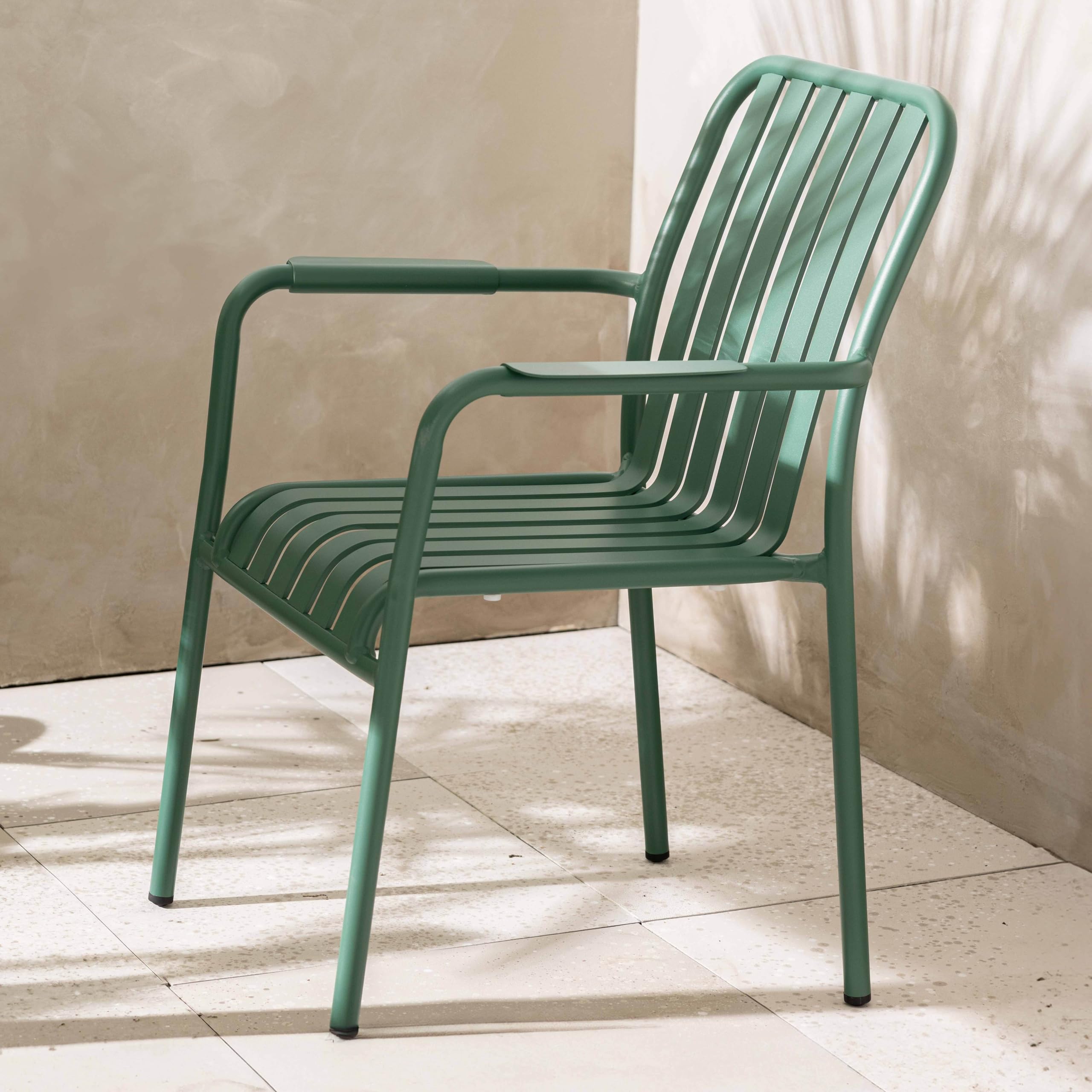 Oviala Chaise de terrasse avec accoudoirs en Aluminium Vert foncé