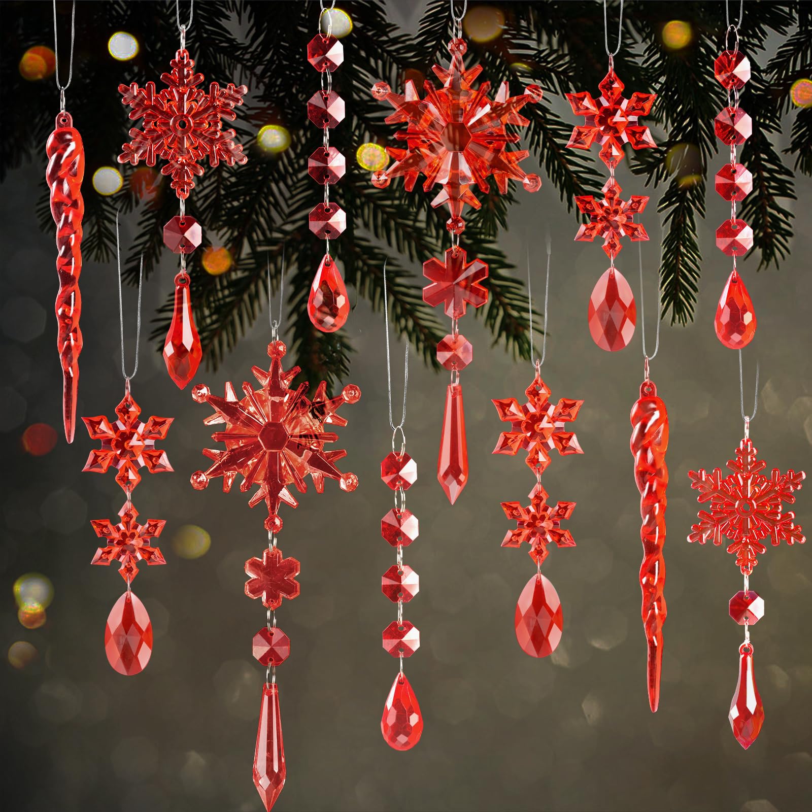Crystal Christmas Ornaments for Tree Decorations, Winter Wonderland Party