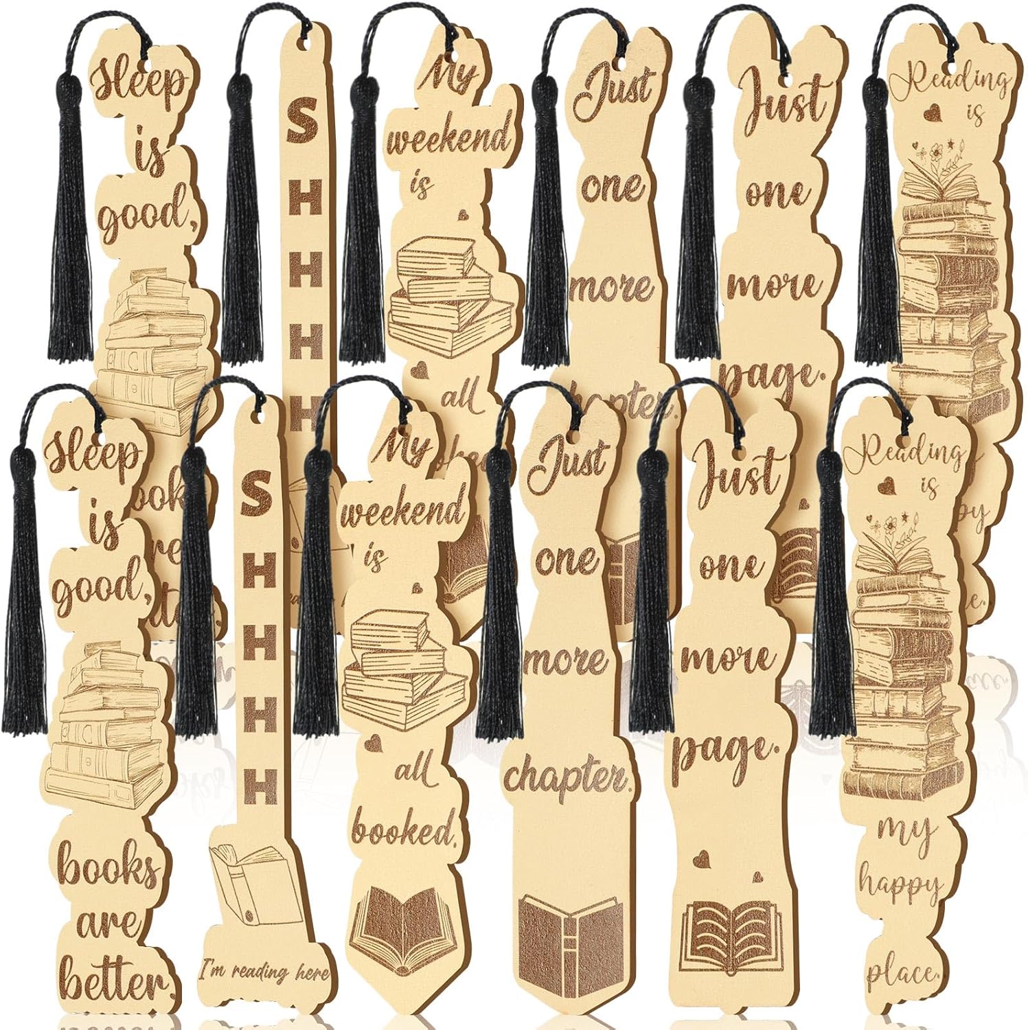 Amazon.com: Colarr 12 Pcs Wood Bookmarks for Woman Book Club Gift for ...