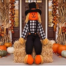 Marsui 60" Large Pumpkin Scary Scarecrow Decor for Outdoor Porch