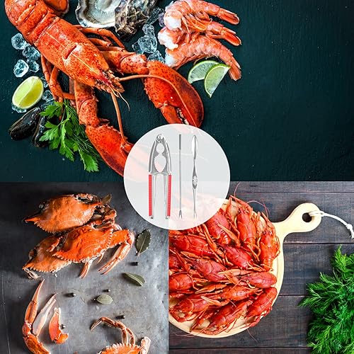 Miniatura 6 de Nut Crackers - Galleta de nuez de alta resistencia, con mango antideslizante rojo, con 2 tenedores/púas