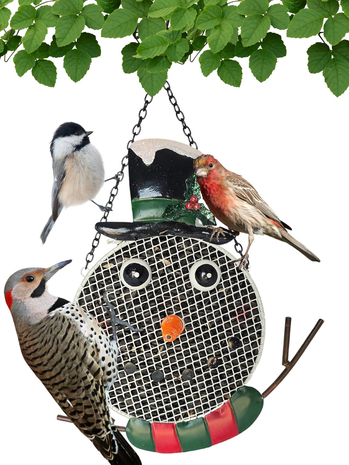 Gift Essentials Metal Mesh Bird Feeder, Snowman with Hanging Chain, Holds Approximately 5 Cups Bird Seed