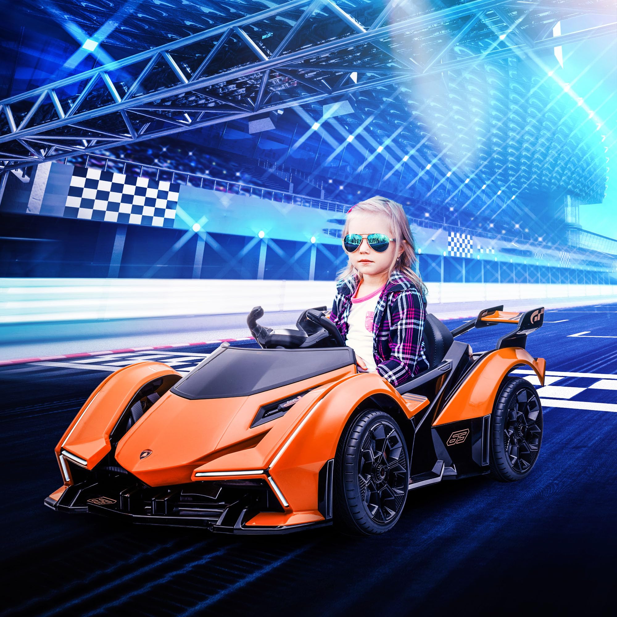 HOMCOM Macchina Elettrica per Bambini 12V con Telecomando Arancione