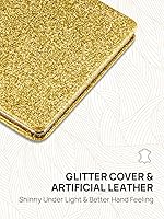 Vista 2 de OMIRO Espejo compacto, piel sintética con purpurina de aumento 1X/3X, ultra portátil para bolsos, 2.4 pulgadas de ancho x 3.4 pulgadas de largo