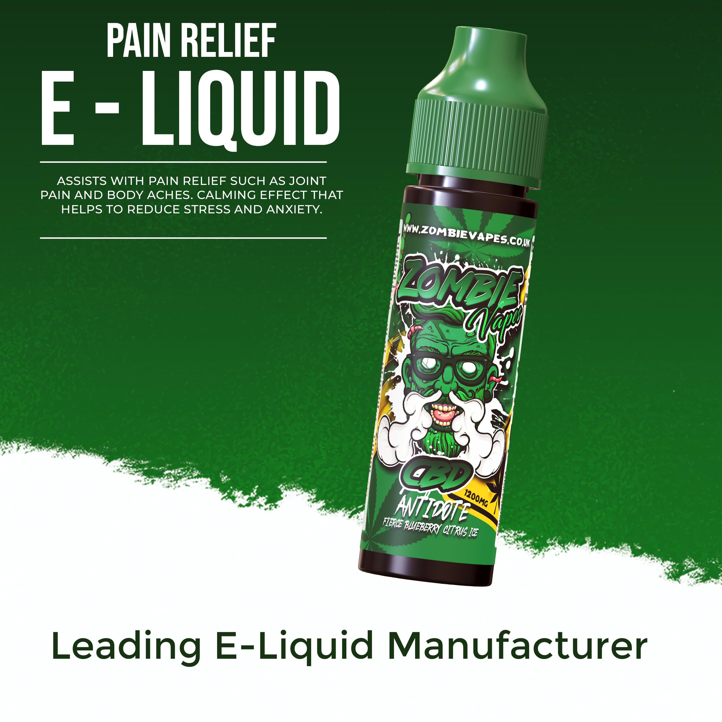 Zombie Vapes Antidote Vape Liquid 1200mg | Blueberry Citrus Ice | Anxiety  Stress Pain Relief Ecig