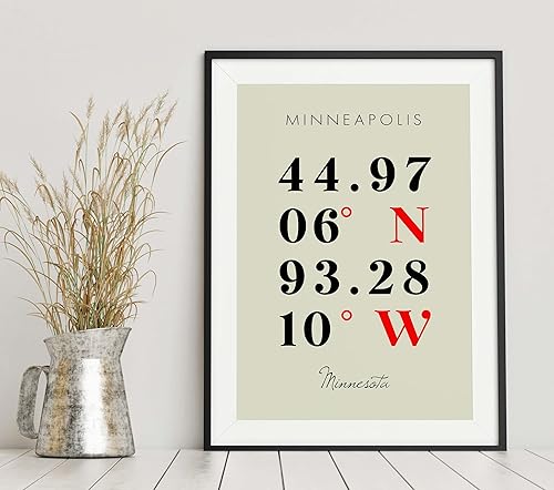 Miniatura 6 de Mapa de Minneapolis, Minnesota, Coordenadas Multilíneas de Colores (12x16)