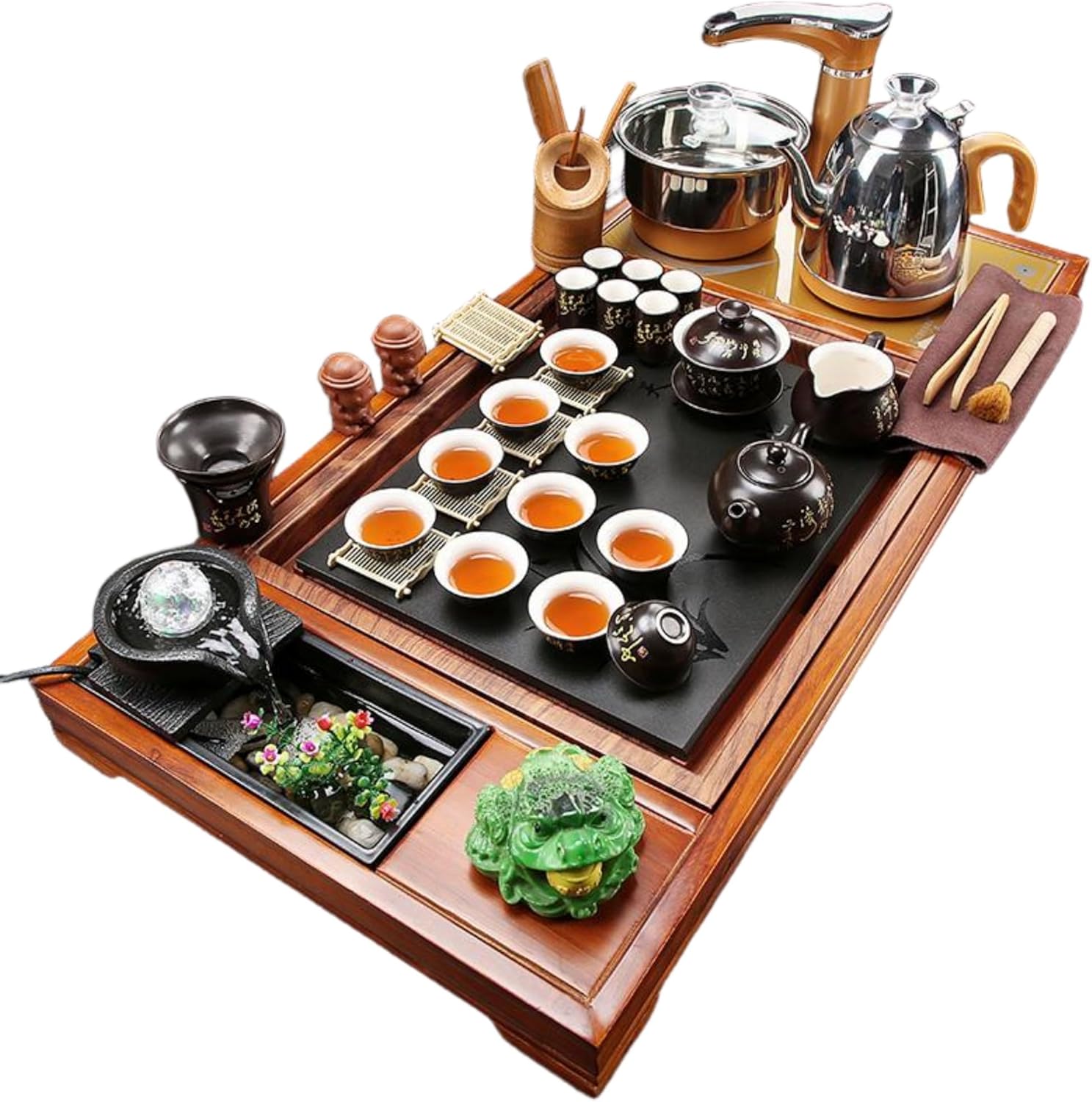 MOYEE Chinese Gongfu Tea Set,Home,Gifting and Office 套装家用 Fully Automatic Tea Set,全自动上水茶台简约现代流水茶盘 Chinese Gongfu Tea Tray Solid Wood Tea Tray 实木茶海道一体 A644