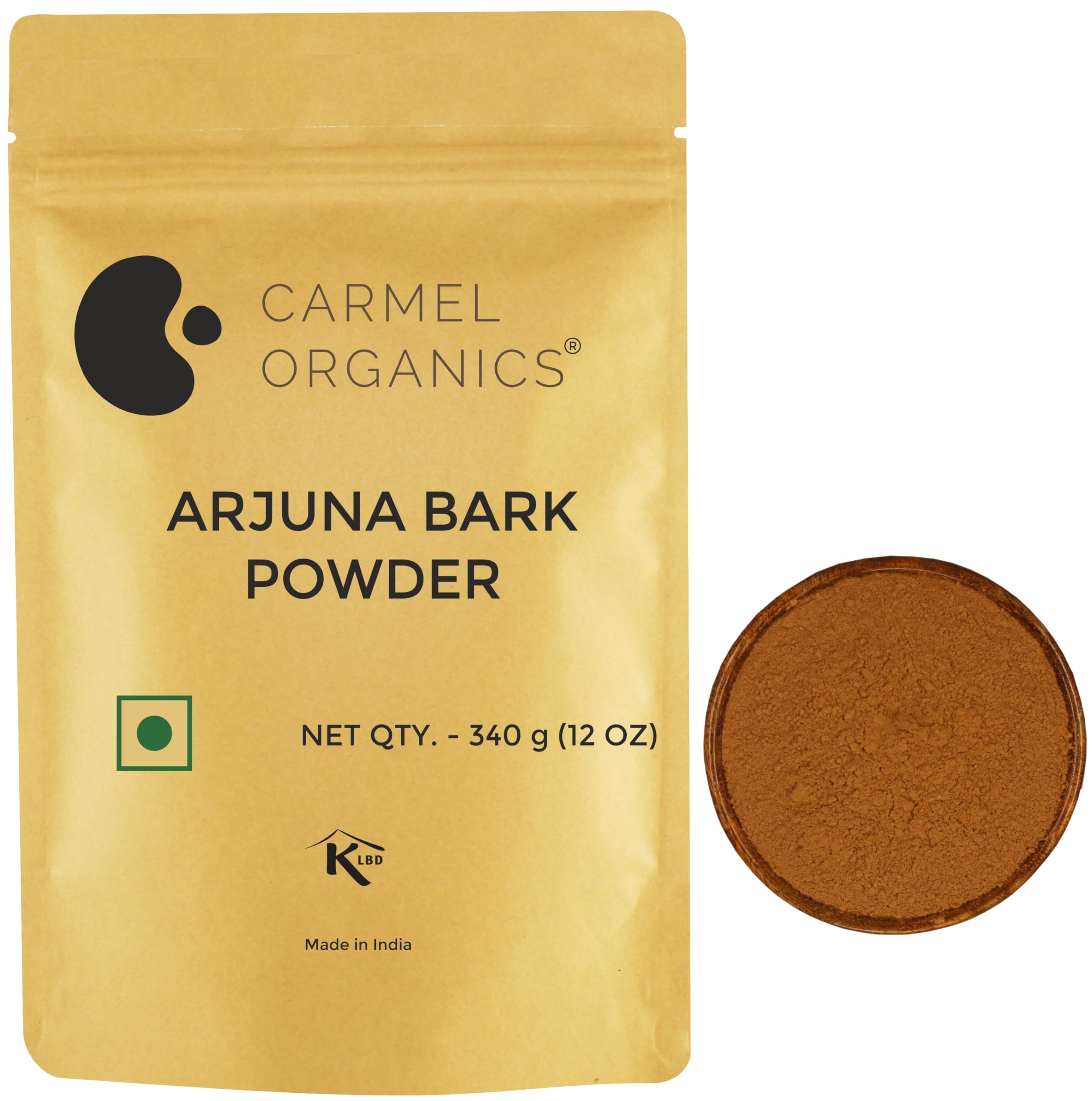 CARMEL ORGANICS Arjuna Bark Powder 340 g (Pack of 1) Supports Healthy Heart Functions | Natural | Erra Maddi | No Added Preservatives | Terminalia Arjuna | Non-GMO