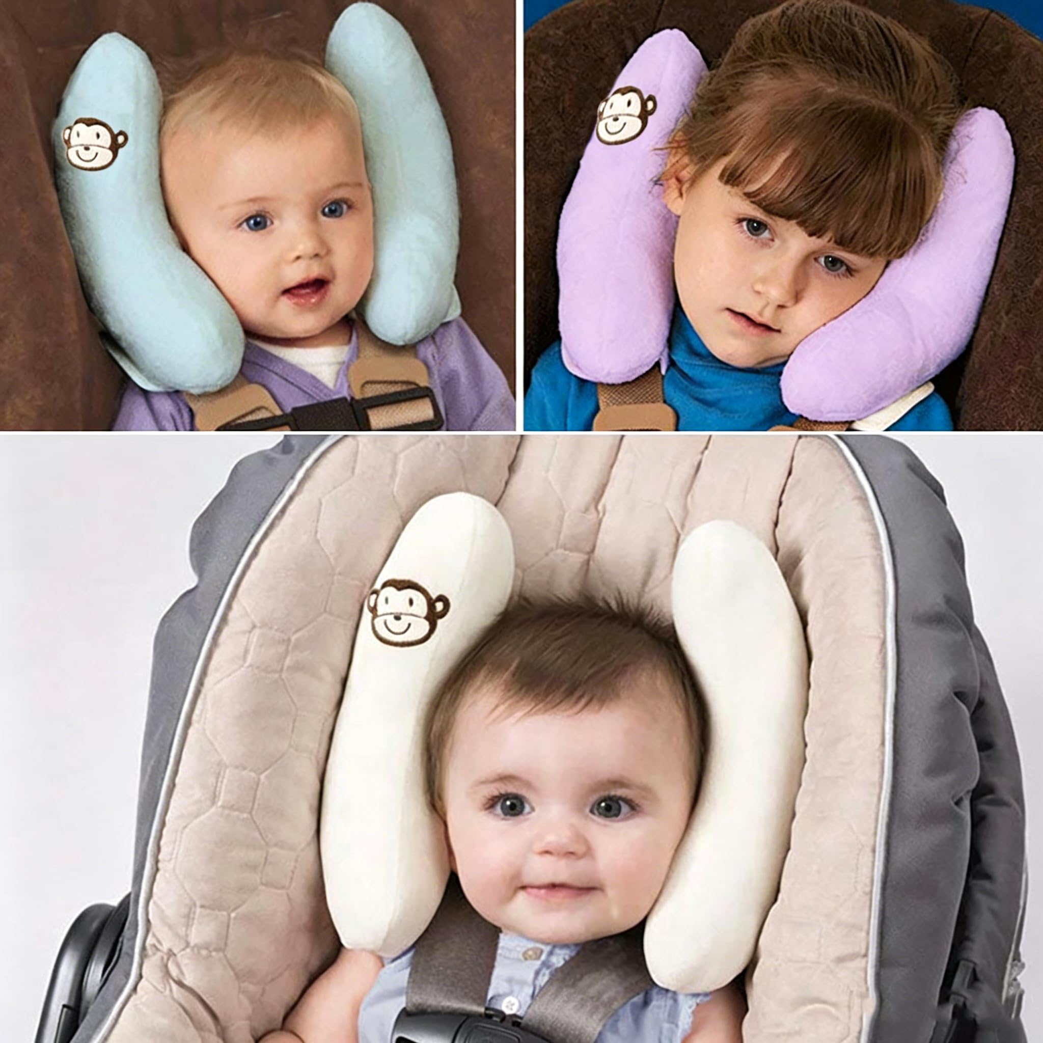 Supporto regolabile per testa e collo, cuscino da viaggio portatile per seggiolino auto, passeggino, cuscino da viaggio per neonati, offre protezione sicurezza per bambini, blu