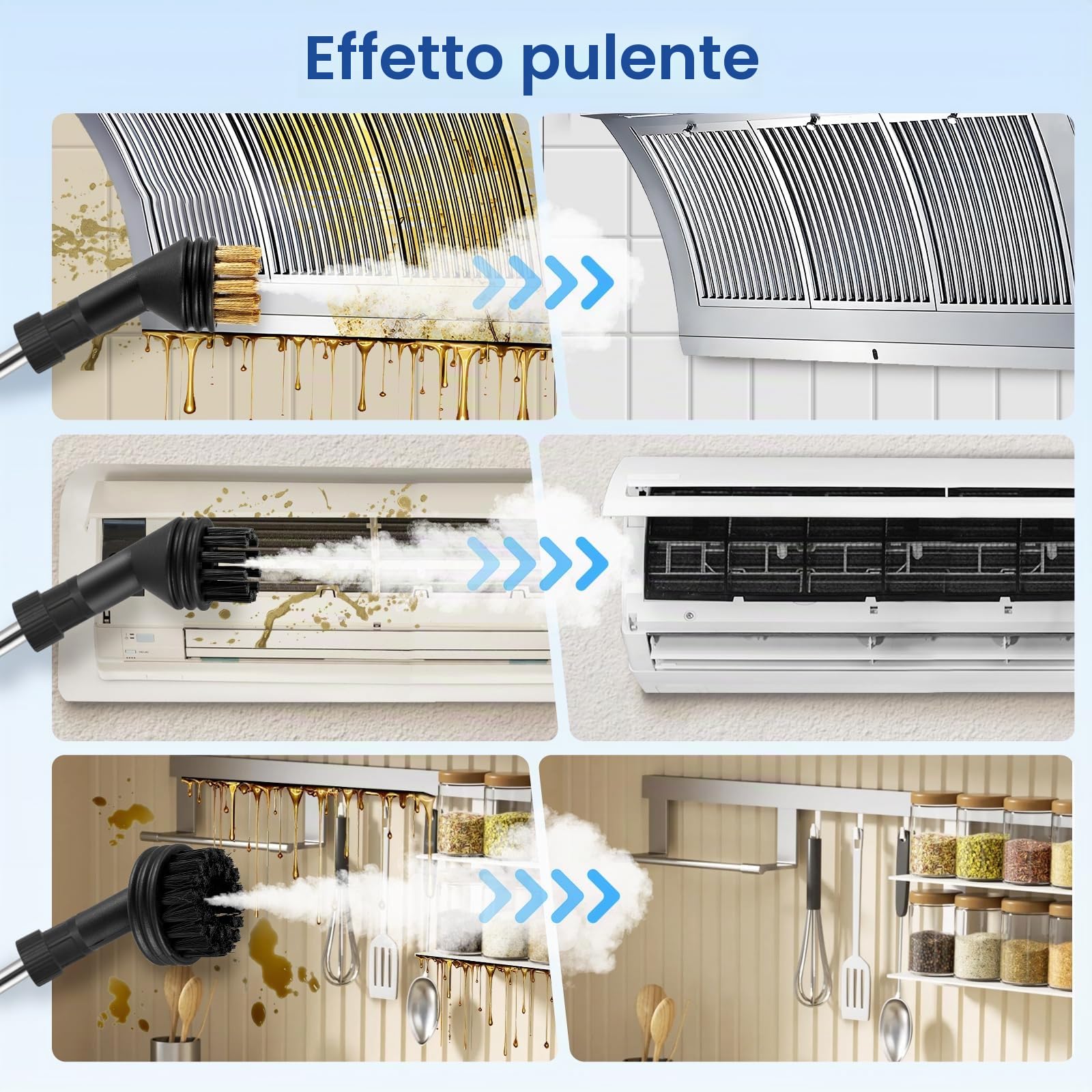 Pulitore A Vapore Portatile 2500w, Pulitore A Vapore Ad Alta Pressione 1100ml Con 3 Testine, Pulitore A Vapore Portatile Multifunzionale Per Mobili Da Cucina, Bagno, Auto (Bianco)