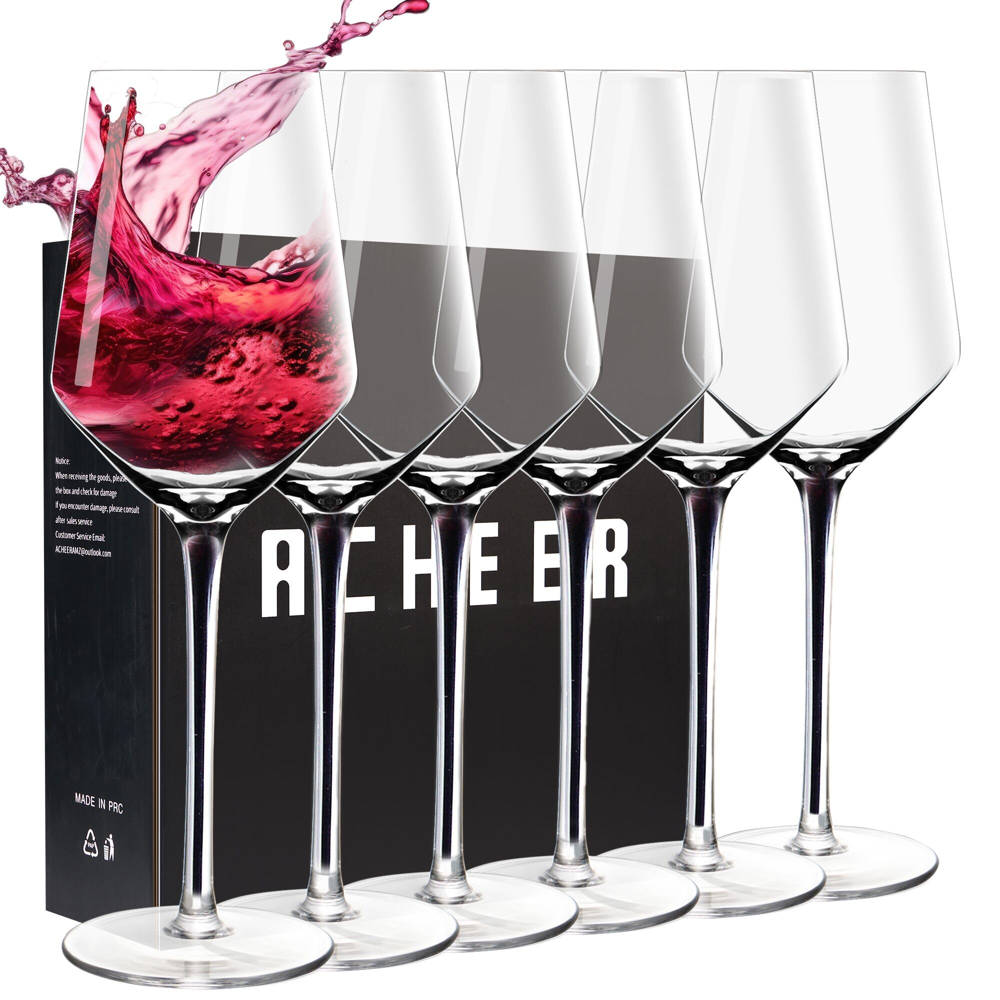 ACHEER Juego de 6 copas de vino sopladas a mano