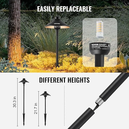 Miniatura 4 de VEVOR Paquete de 8 luces de camino de paisaje de bajo voltaje, 3 W, 210 lúmenes, 12 V-24 VACCC, iluminación LED para caminos al aire libre, 3000 K