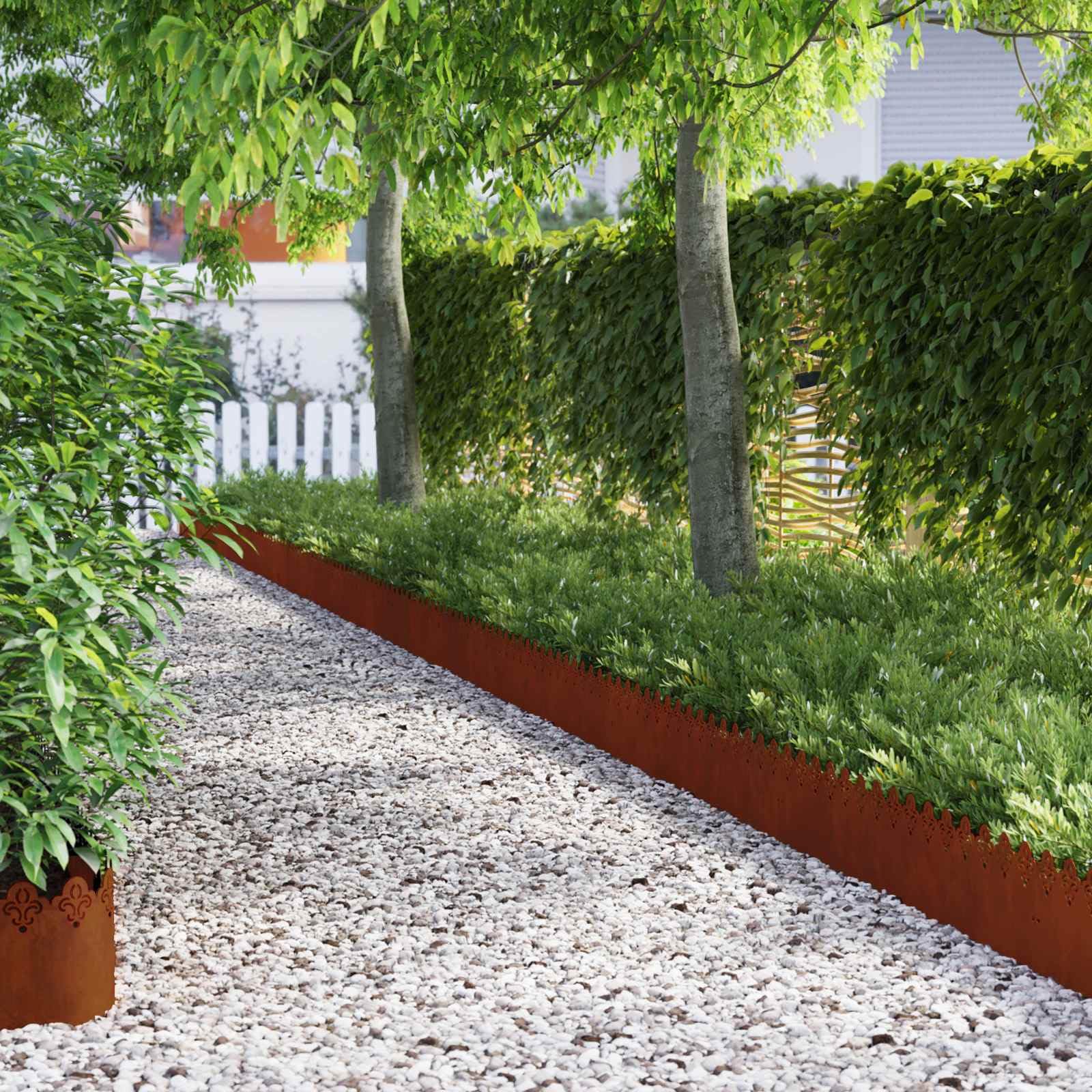 EBZFASO Steel Lawn Edging, Steel Edgings Of 103 0.05 22cm For Border Flower Beds(Weathering steel/30,Scrollwork)