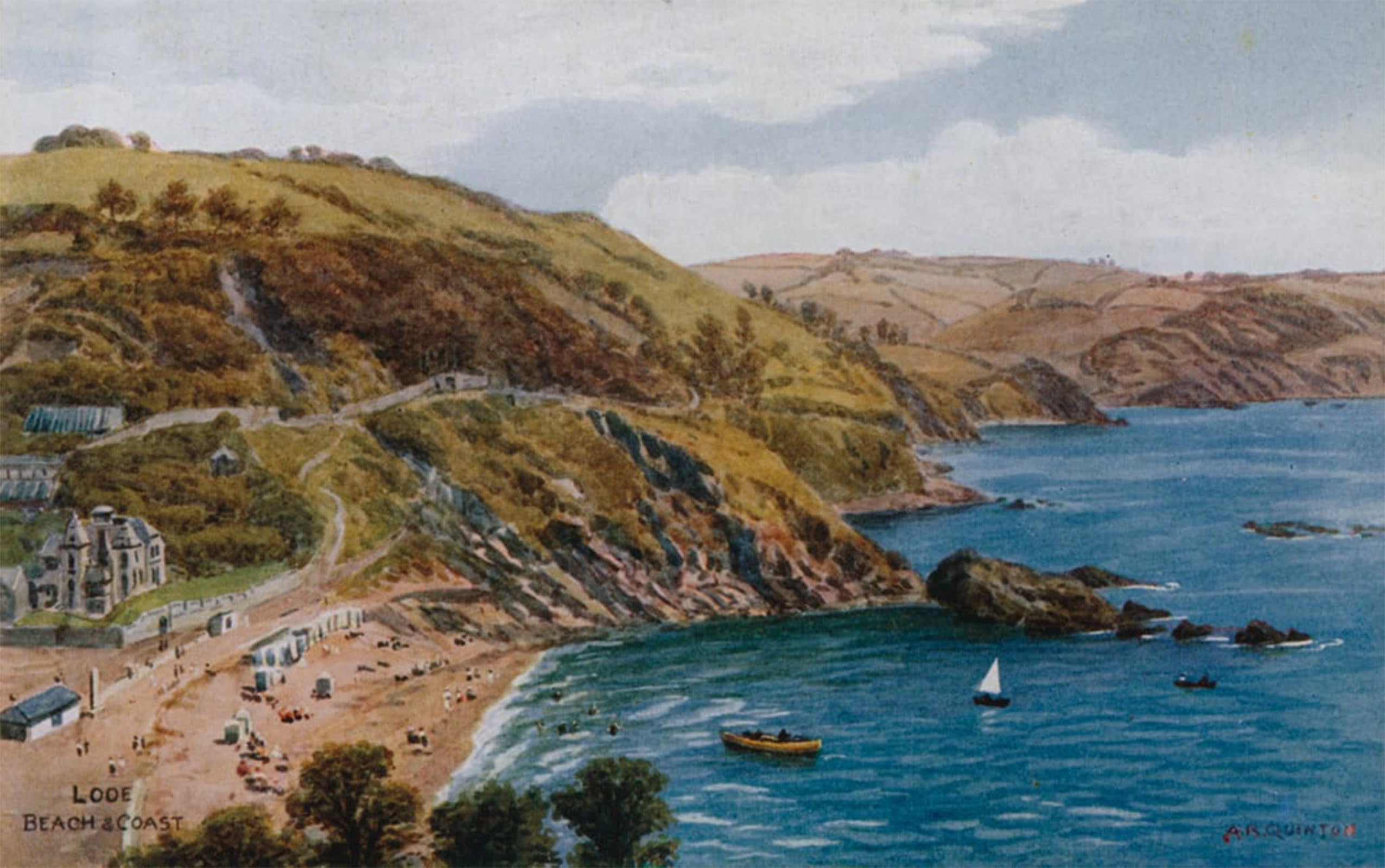 Tableau Looe Beach Alfred Robert Quinton affiche animaux déco 60x90