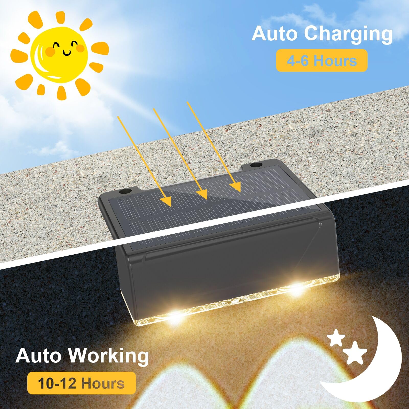 Liyade Lámparas solares para jardín exterior, 8 unidades, lámpara de pared solar para exteriores, resistente al agua, luces solares con 3 modos de luz, luces de cubierta para valla, escalones