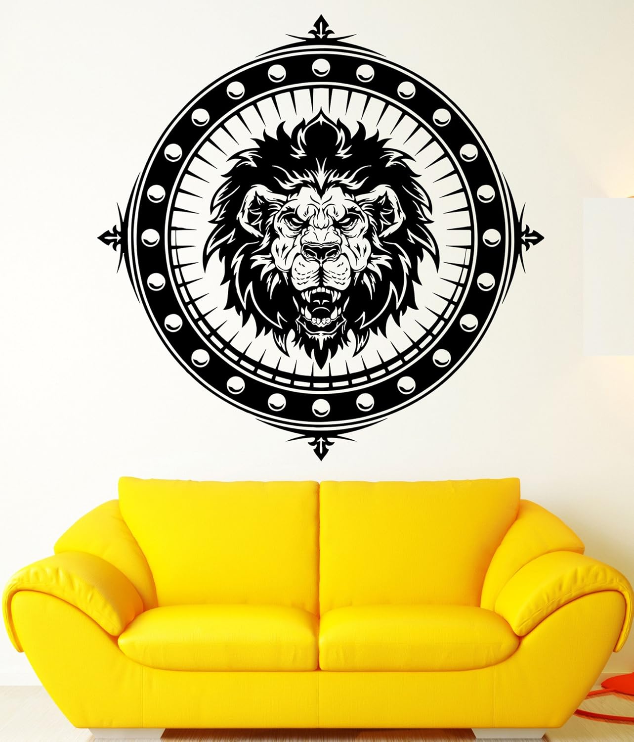 Wallstickers4you Large Wall Decal Leo Predator Shield Security Animal Grin Strength Vinyl Decal (ed359) Dark Blue
