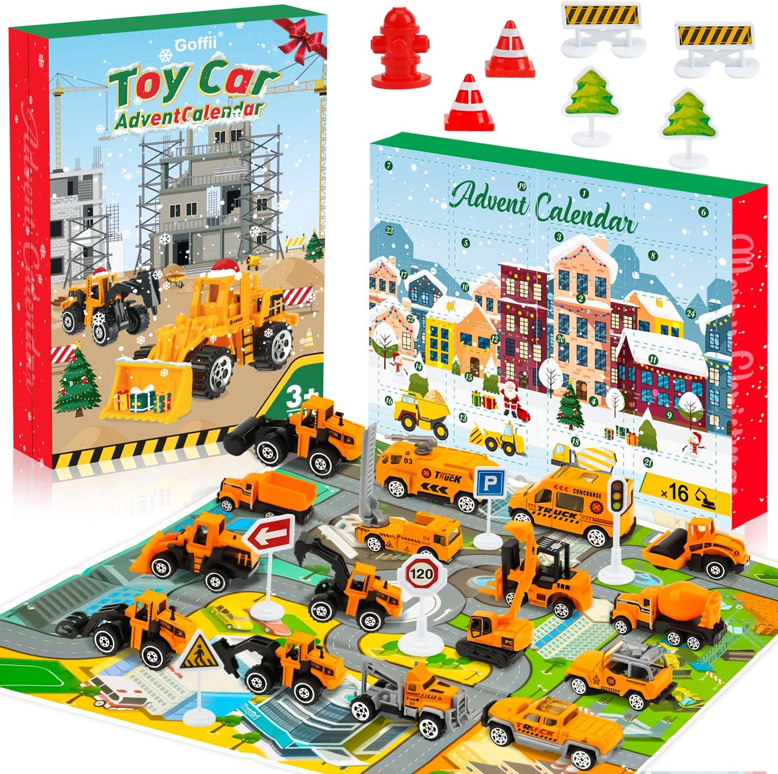 Calendario Avvento 2025 Con 30 Macchinine Giocattolo Per Bambini 2-7 Anni - Set Di Auto In Lega E Segnali Stradali, Idea Regalo Di Natale - 3