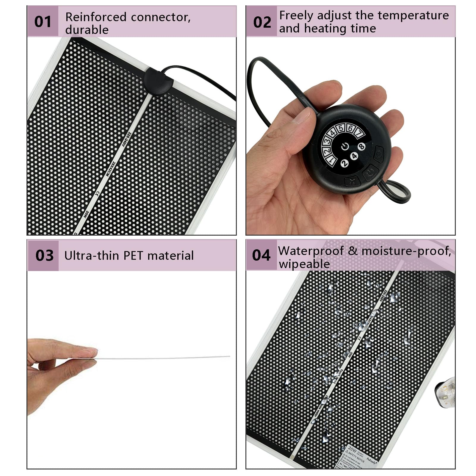 PeSandy Reptile Heat Pad with 7 Button Temperature Adjustment - Image 2