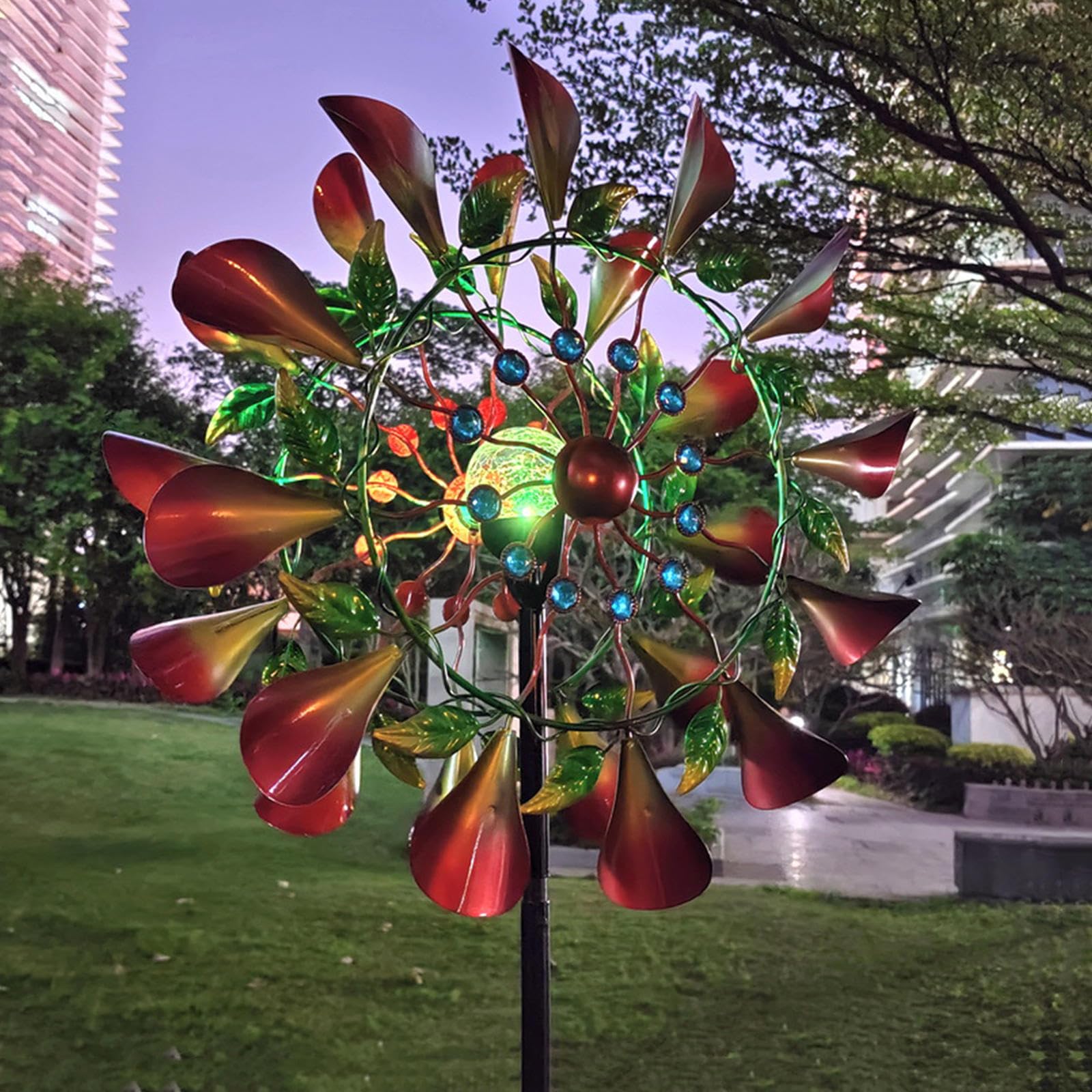 Girandola a rotazione da giardino, 210,8 cm, a 360°, a doppia direzione, a doppio rotore