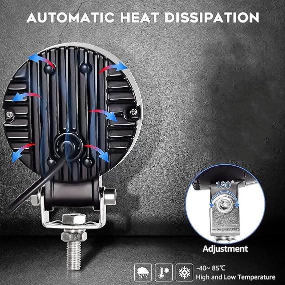 YUGAUNG Pair LED Fog Light Off Road Angel Eyes DRL 3” Round 6000K 80W 8000lm 10-80V DC Led Work Light Project Light White SUV Motorcycles IP68 Waterproof Adjustable Mounting Brackets.