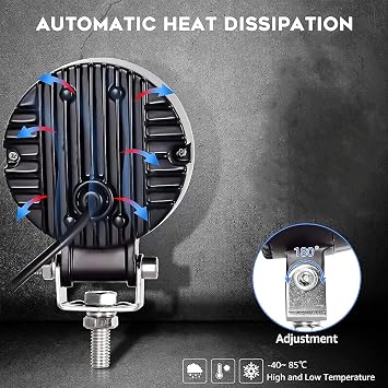 YUGAUNG Pair LED Fog Light Off Road Angel Eyes DRL 3” Round 6000K 80W 8000lm 10-80V DC Led Work Light Project Light White SUV Motorcycles IP68 Waterproof Adjustable Mounting Brackets.