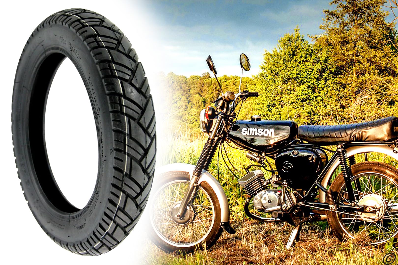 Reifen 2,75 x 16 Zoll VRM 094 Straßenprofil, 43J für Simson S50 S51 S70 S53 Schwalbe KR51 Star SR4-2 Sperber SR4-3 Habicht SR4-4, Vee Rubber