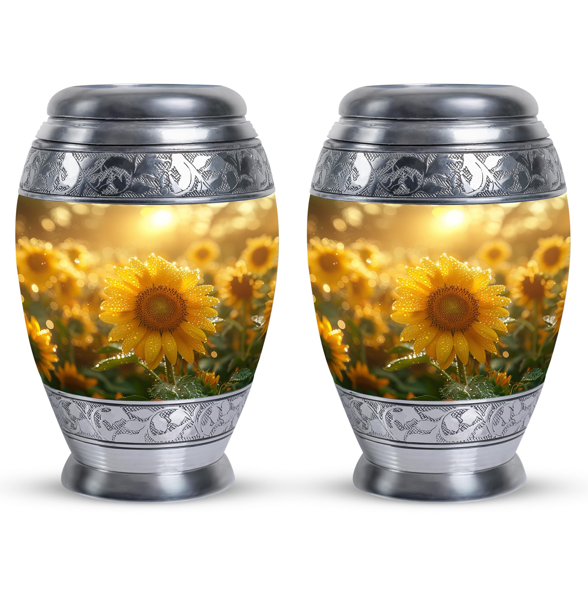 SUBSH Golden Sunshine Dew - 3 Inch - Mini Urns For Funerals - Pack Of 2 - Small Urns For Human Ashes - Memorial Urn - Little Keepsake Urns - Decorative Urn For Male & Female - Cremation Urn For Adults