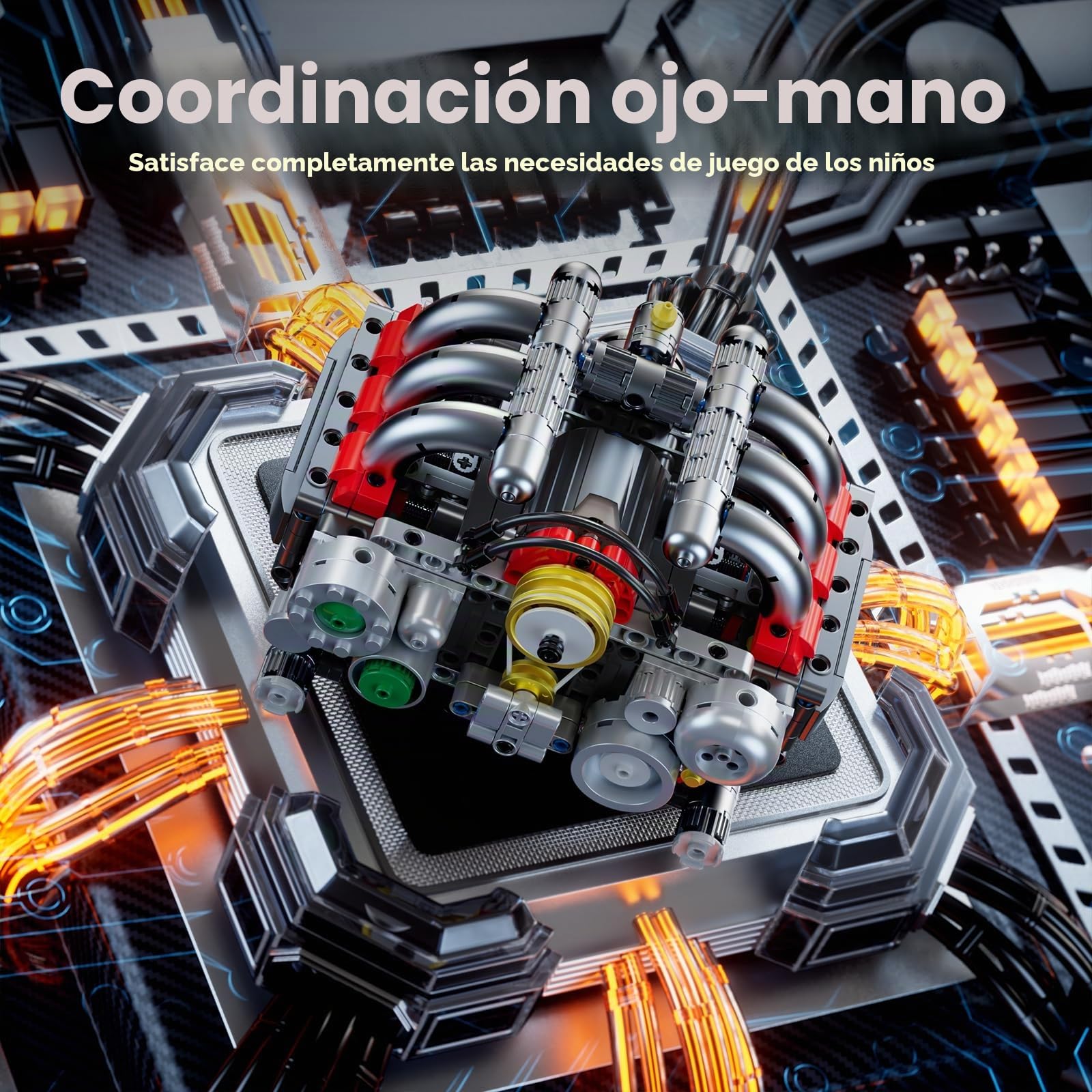 Mould King 10193 Tecnología Bloques de sujeción Motor Boxer Engine Cilindro Kit Motor Maqueta Motores Combinado Regalo para Adultos y Jóvenes (609 Piezas)