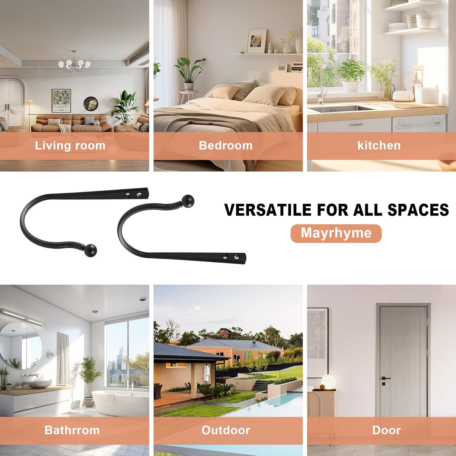 Mini Ball Curtain Holdbacks 4 Pack,Solid Zinc Alloy Wall Mounted Curtain Tiebacks & Hooks, Unique Shape Curtain Holders， Modern Curtain Pull Backs for Drapes, Curtains,Warm Gold