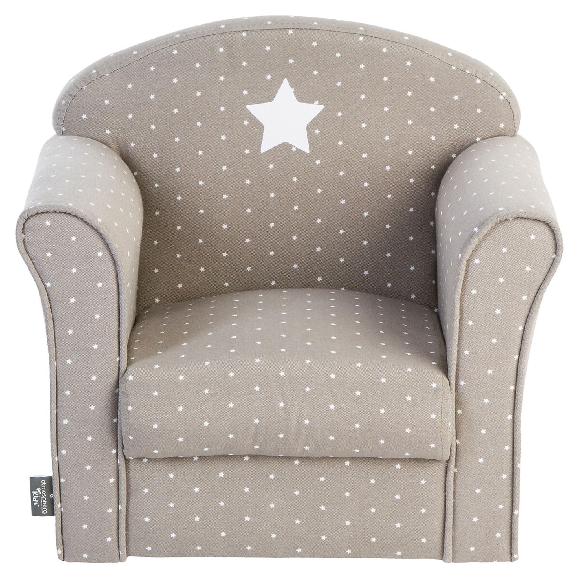 Sillón Infantil Classic Color Gris Topo con Estampado Decorativo, 49 x 35,2 x 44 cm