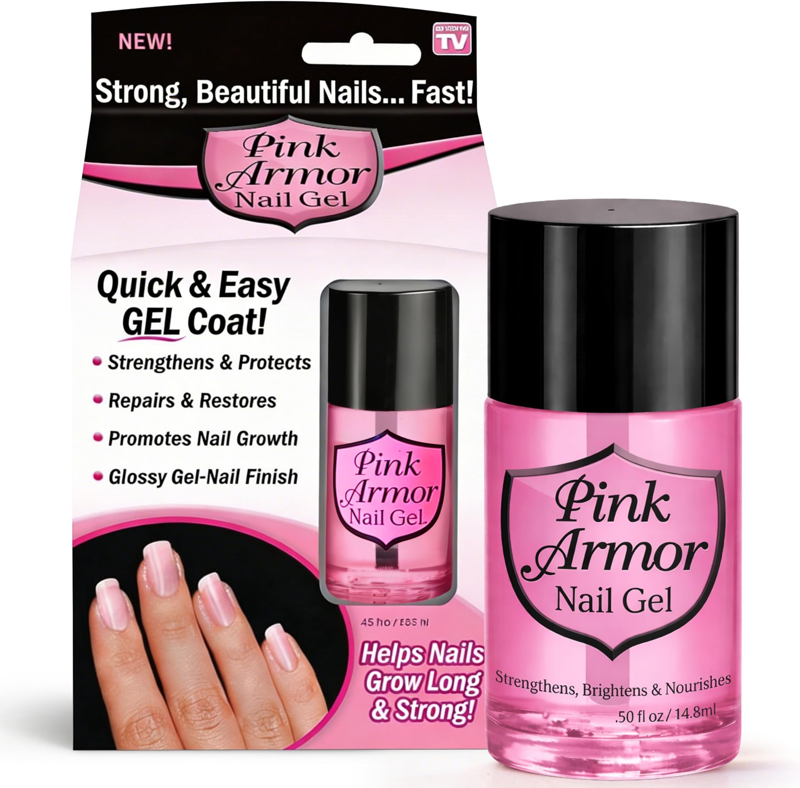 Ontel Armor Nail Gel, Pink, 0.45 Fl Oz, As Seen on TV