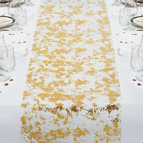 Miniatura 7 de Camino dorado para mesa, rollo de camino de mesa de malla fina metálica de lentejuelas de 11 x 108 pulgadas, camino de mesa dorado fácil de cortar
