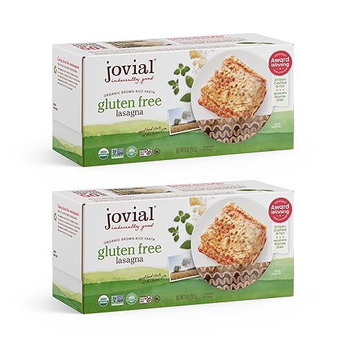 Jovial Lasaña - Pasta sin gluten Pasta de lasaña de arroz integral Sin OMG Baja en carbohidratos Kosher Certificado orgánico USDA Fabricado en