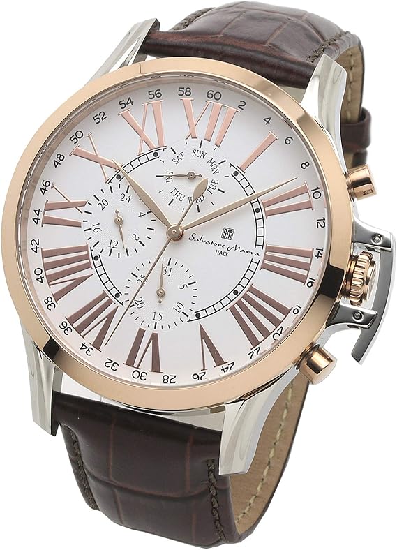 Amazon Salvatore Marra サルバトーレマーラ 腕時計 メンズ クォーツ レザー ビジネス カジュアル アナログ 革ベルト クロス付 ピンクゴールド ホワイト Pgwh 腕時計 腕時計 通販