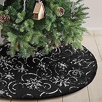 Vista 13 de Falda de Árbol de Navidad de Felpa Blanca de 30 pulgadas Falda de Árbol de Navidad de Piel Blanca Nieve con Lentejuelas Plateadas Copo de Nieve