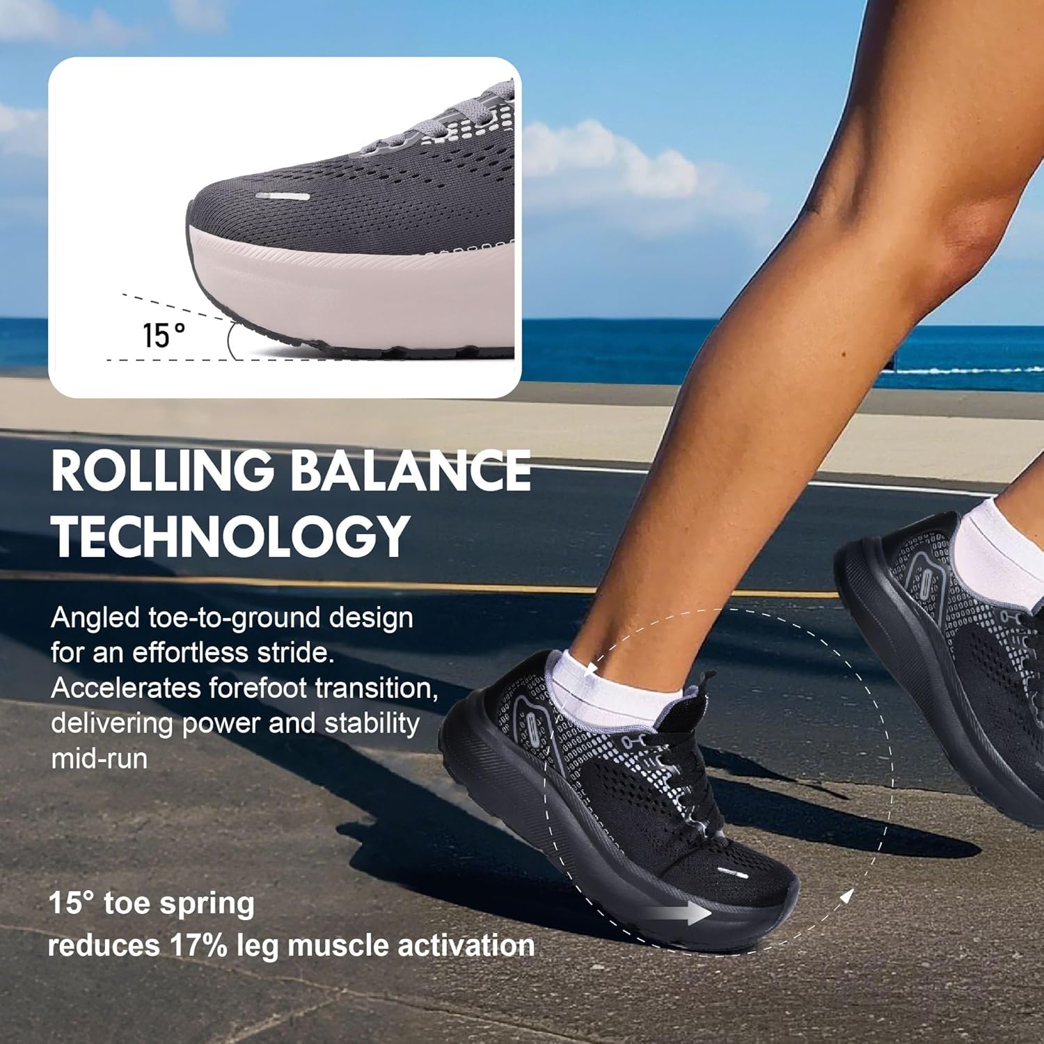 JACKSHIBO Wide Toe Box Shoes Women Arch Support Wide Sneakers for Running Walking Athletic Tennis Orthopedic Plantar Fasciitis Workout with Thick Cushion Zero Drop Sole Width Shoes - Image 5