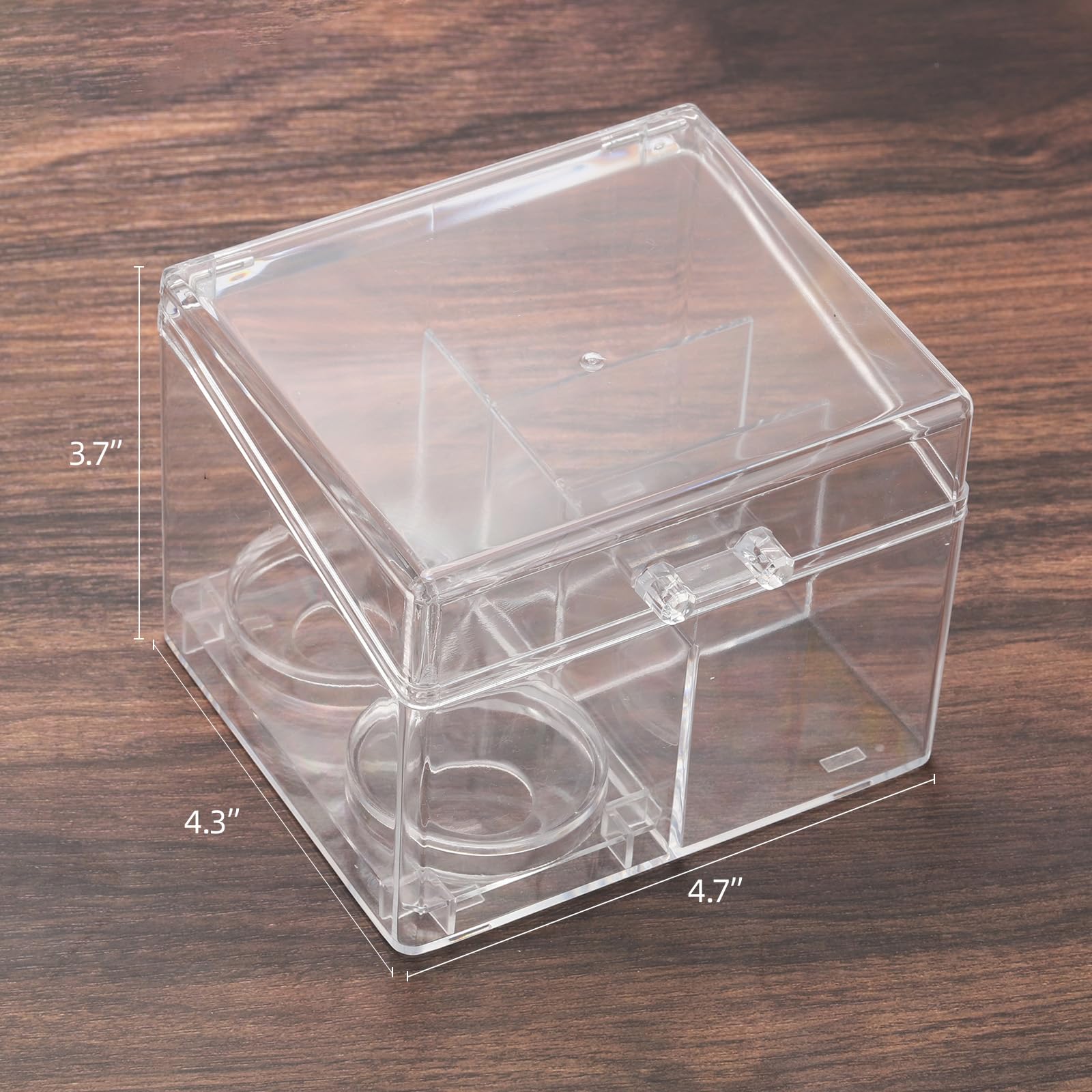 Tbestmax 4-Grid Qtip Holder, Clear Cotton Ball Swab Sponge Blender Organizer Bathroom Canister Makeup Pad Cosmetic Storage