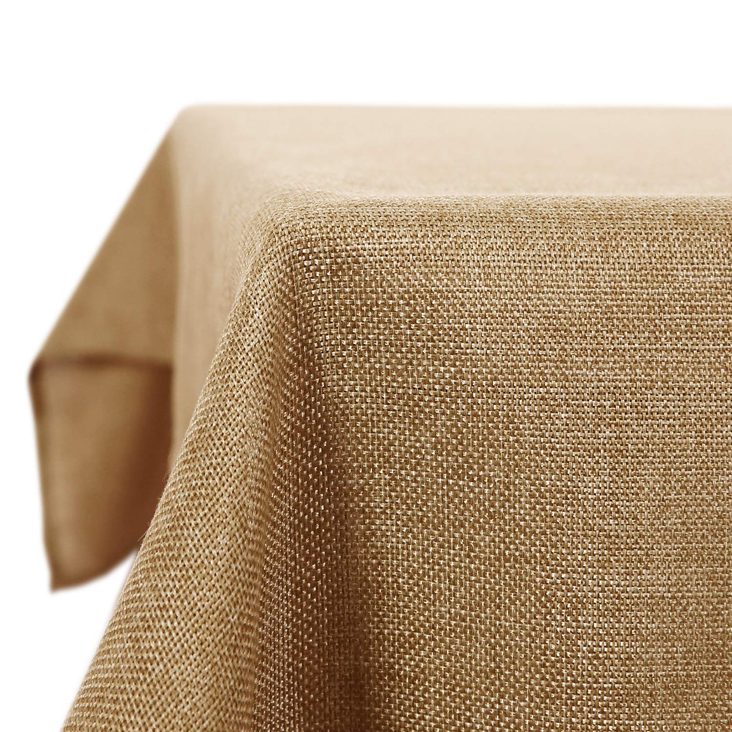 Deconovo Golden Brown Tablecloth Plain Wipeable Faux Linen Table Cover For Painting 51X63in(130X160cm)