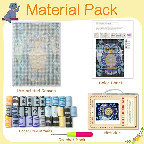 Miniatura 4 de YOOTOM Kit de alfombras con gancho de gato lindo, juego de alfombras con gancho de pestillo, tapete de ganchillo hecho a mano con hilo anudado,