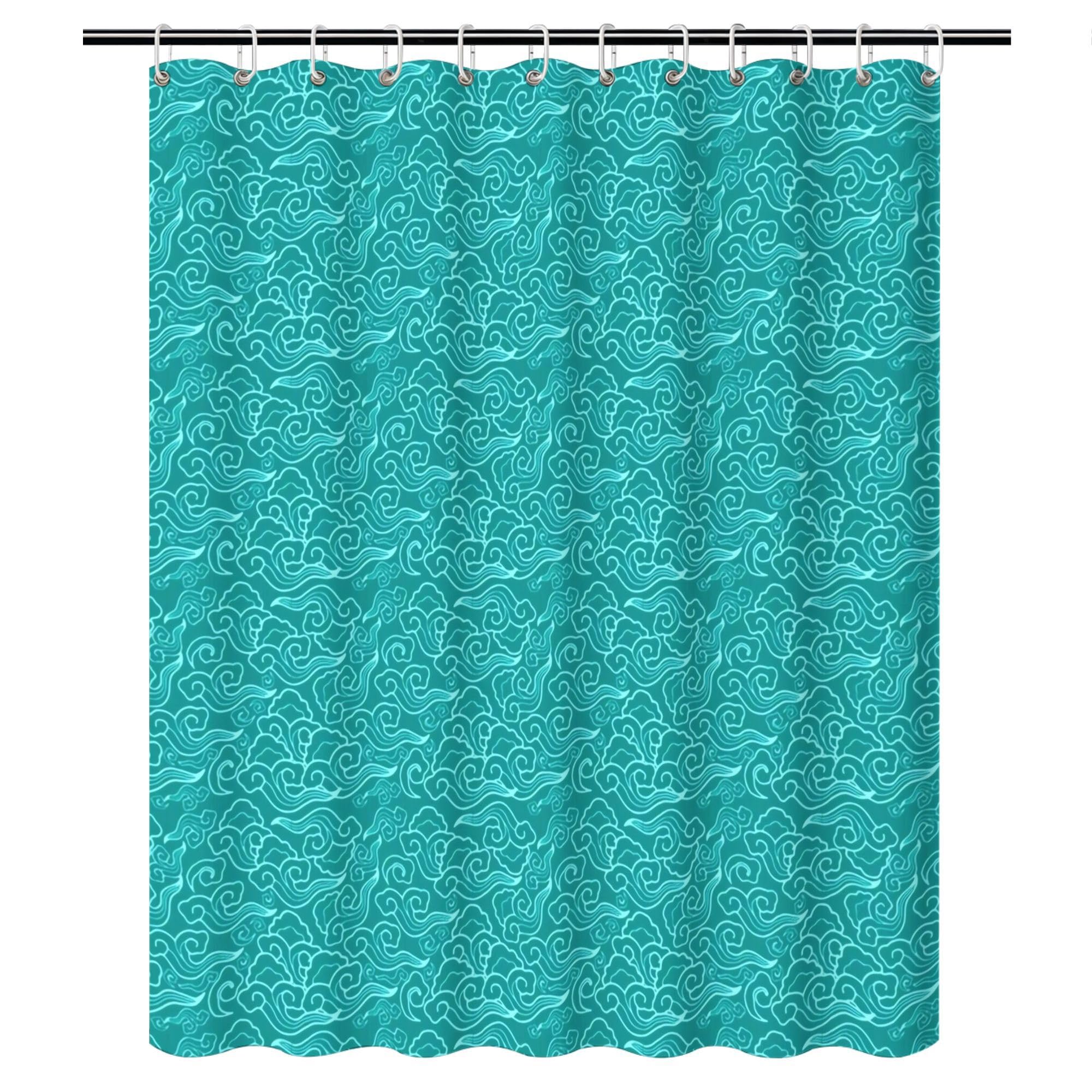 awitufhgp Vintage Clouds, Turquoise and Aqua Scenic Shower Curtain for Urban Apartments - Creates Visual Escape in Your Everyday Routine(90x180cm/35x71in(WxH))