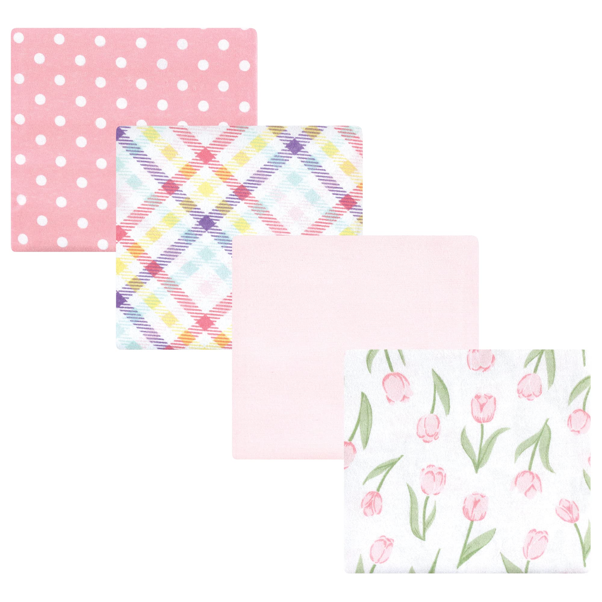 Hudson Baby Unisex Baby Cotton Flannel Receiving Blankets, Pink Tulips, One Size