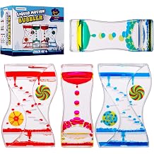 XINBAOHONG Drop Hourglass Liquid Movement Bubbles Pack of 4 Liquid Motion Bubble Timer Hourglass Decompression Oil Leak Desk Toy Gift for Children and Adults