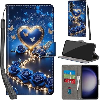 Mobile Phone Case for Samsung Galaxy S24 Leather Wallet Hearts