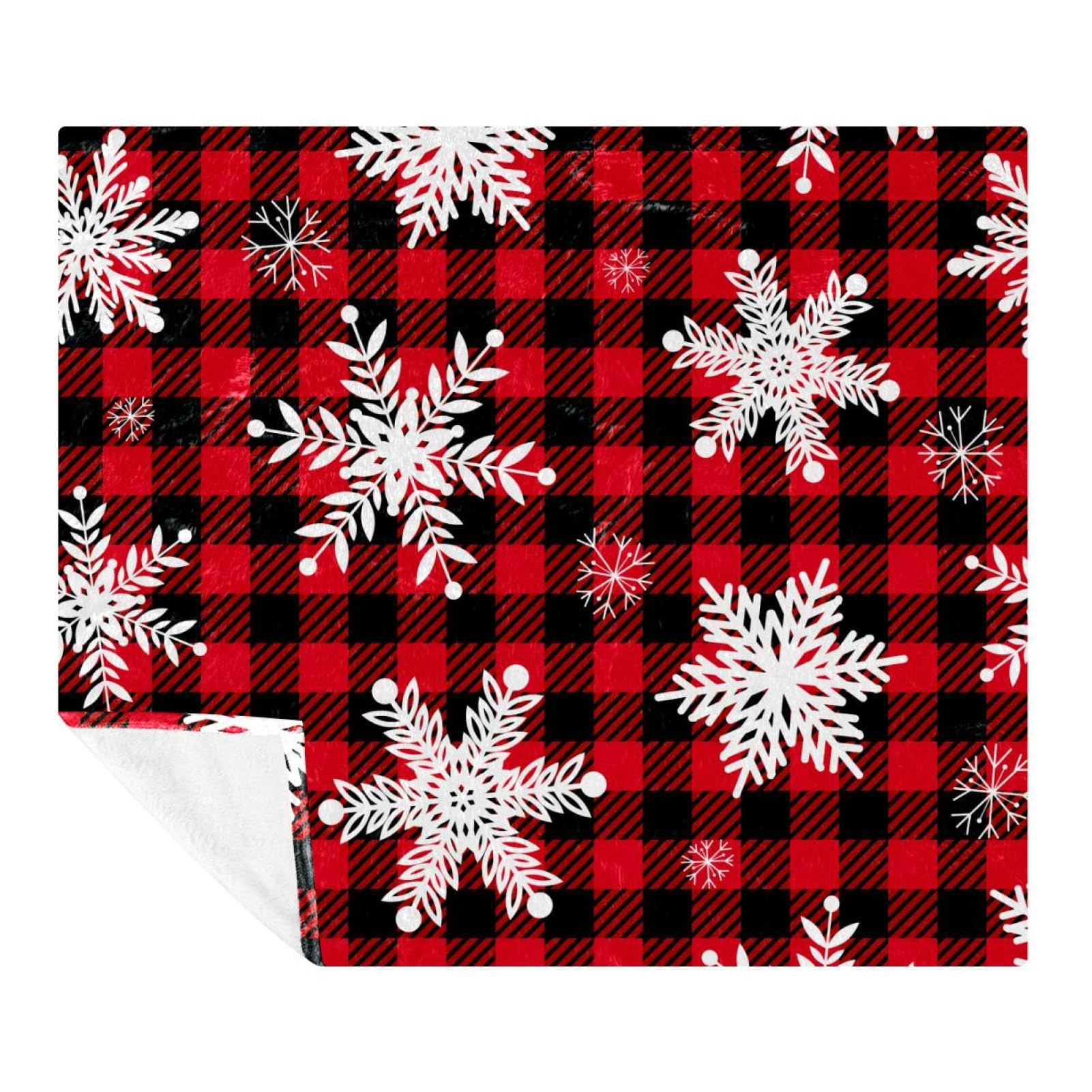 Couverture polaire douce plaid de Noël à carreaux rouge et noir, le cadeau idéal pour l'hiver